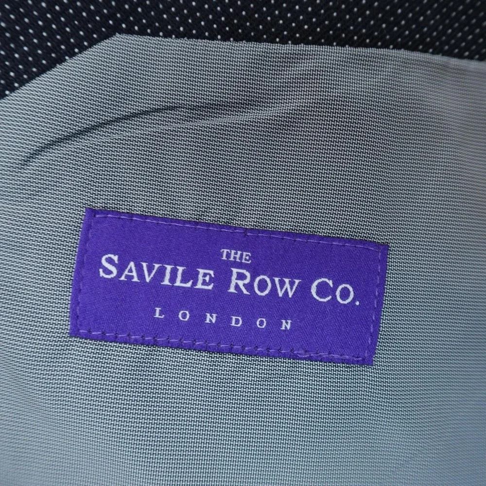 Savile Row Blazer Mens 46 Blue Polka Dot Button Sport Coat Suit Jacket Tip Off